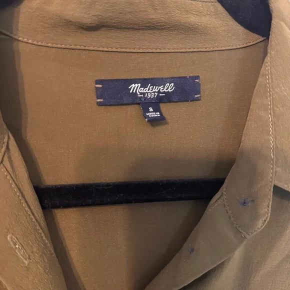 Madewell Olive Green Shirt Blouse - Picture 3 of 4